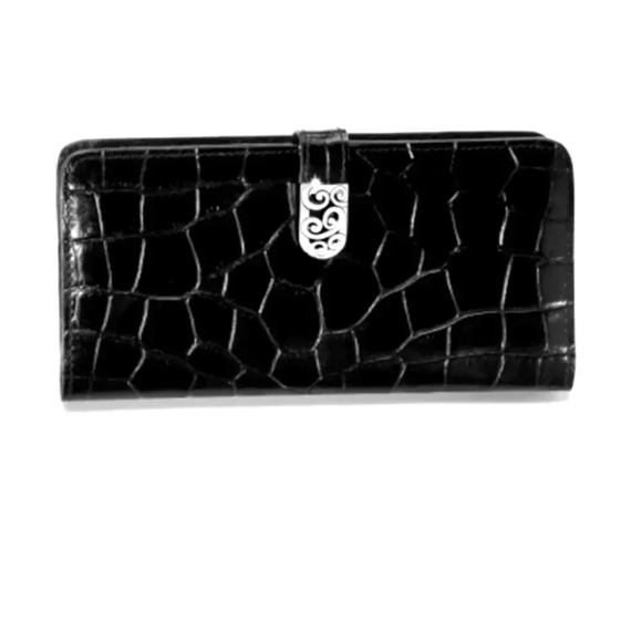 Brighton Heritage Collection Mingle Croc Embossed Large Clutch Wallet Black - Picture 1 of 11